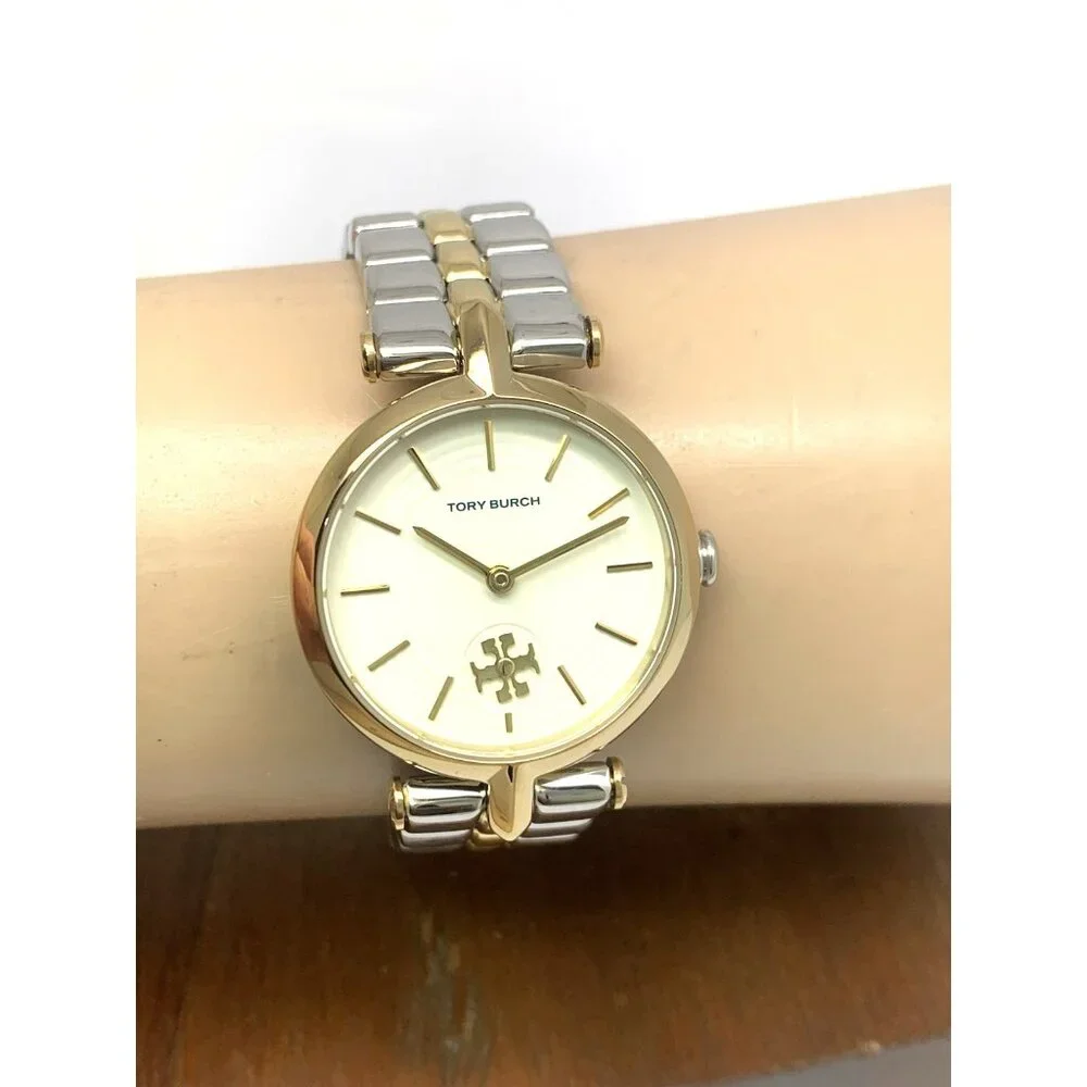 Tory Burch Women's Watch TBW2044 Kira Quartz Cream Dial Two Tone Steel 30mm